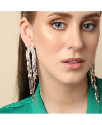 Women's Silver  Bling Cluster Drop Earrings