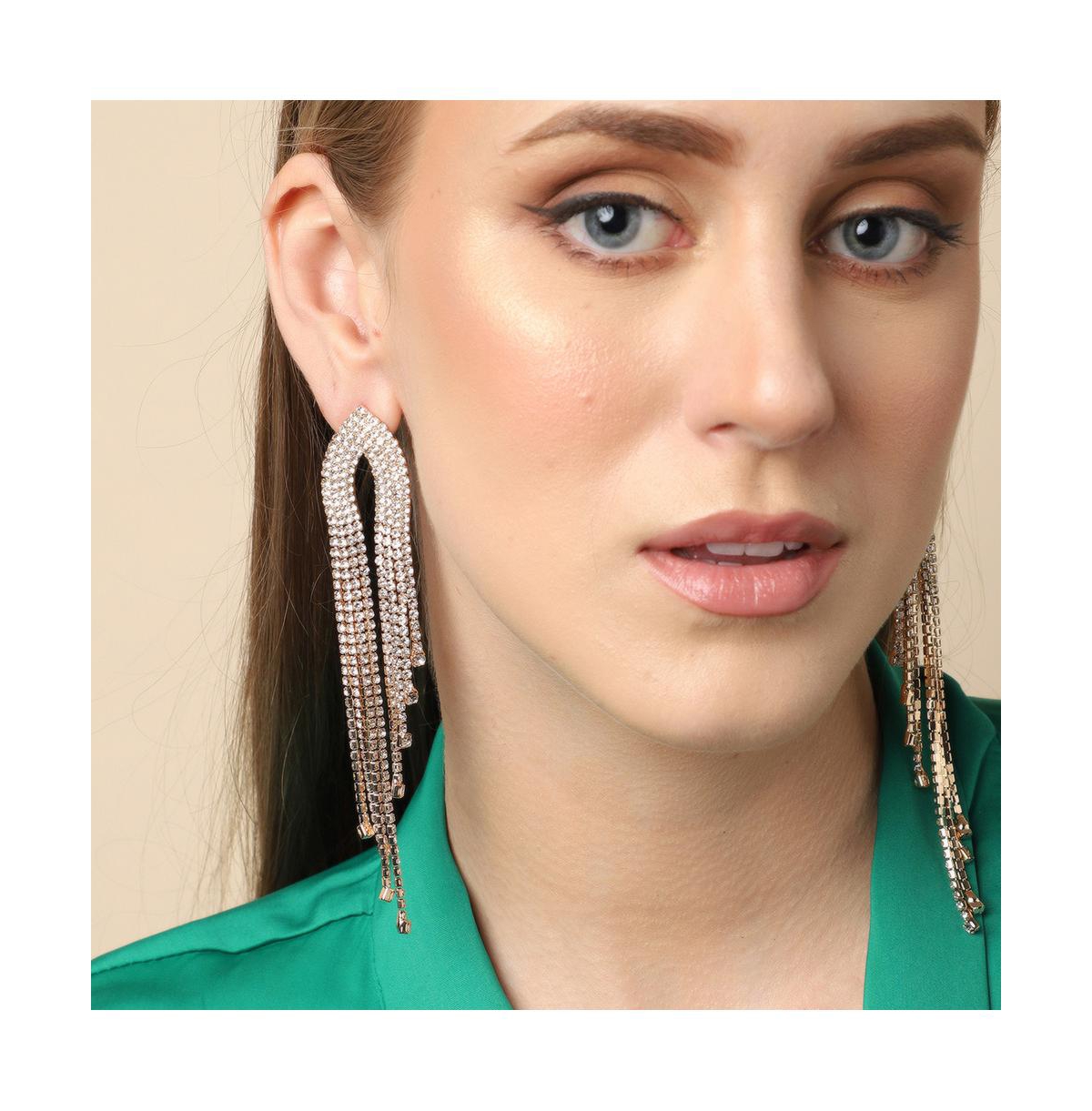 Sohi Women Silver Coloured Stud Earrings In Gold