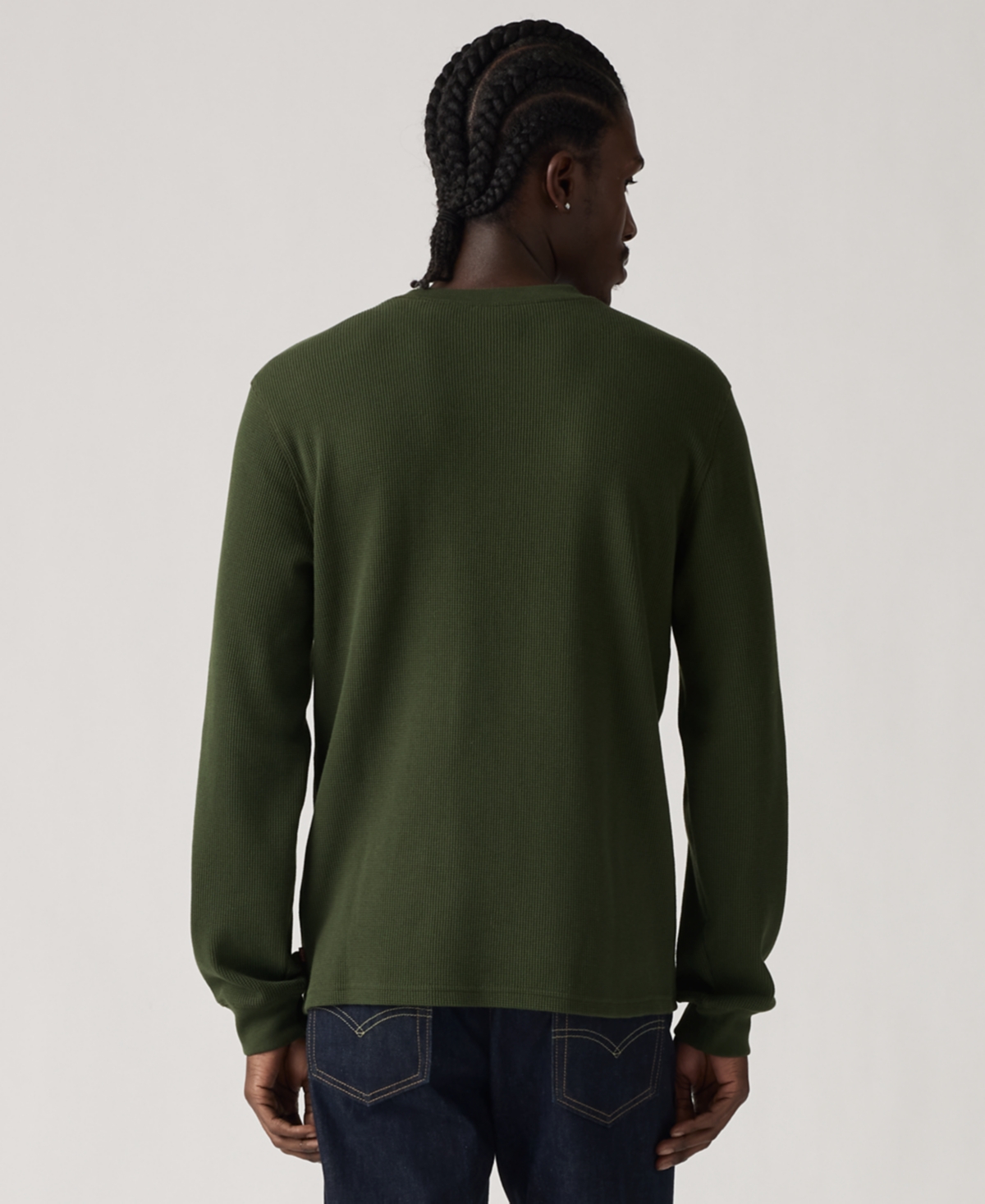Levi's Men's Waffle Knit Thermal Long Sleeve T-shirt In Green