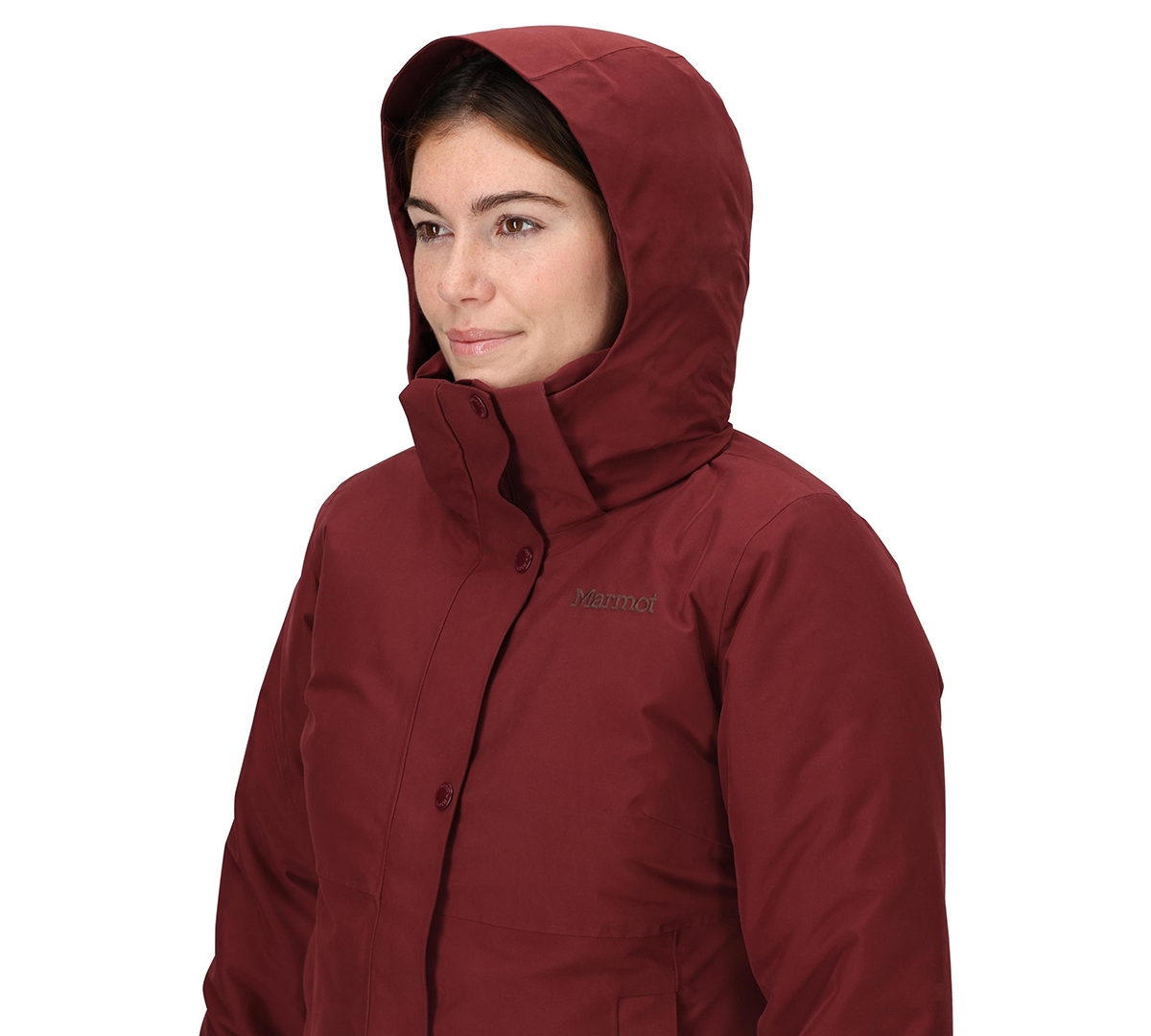 Marmot Women's Chelsea Hooded Waterproof Down Coat In Burgundy