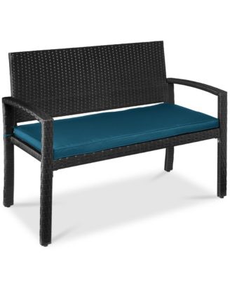 2-Person Wicker Frame 700lb Capacity Cushion Outdoor Patio Garden Bench