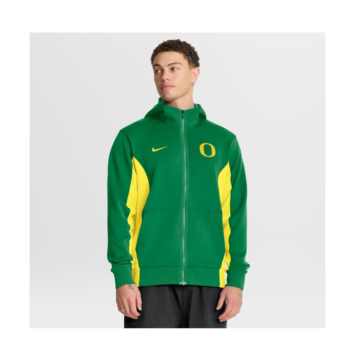 Мужская куртка Nike Green/Yellow Oregon Ducks Dri-FIT Game Full-Zip Hoodie Jacket — фото 1