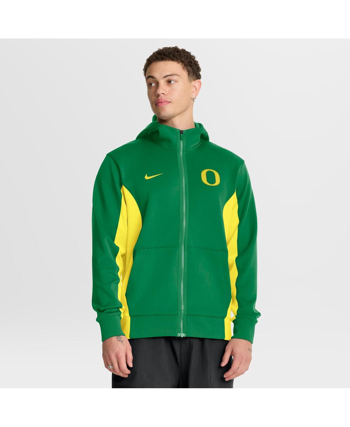 Nike Men's Green/Yellow Oregon Ducks Dri-fit Game Full-Zip Hoodie Jacket