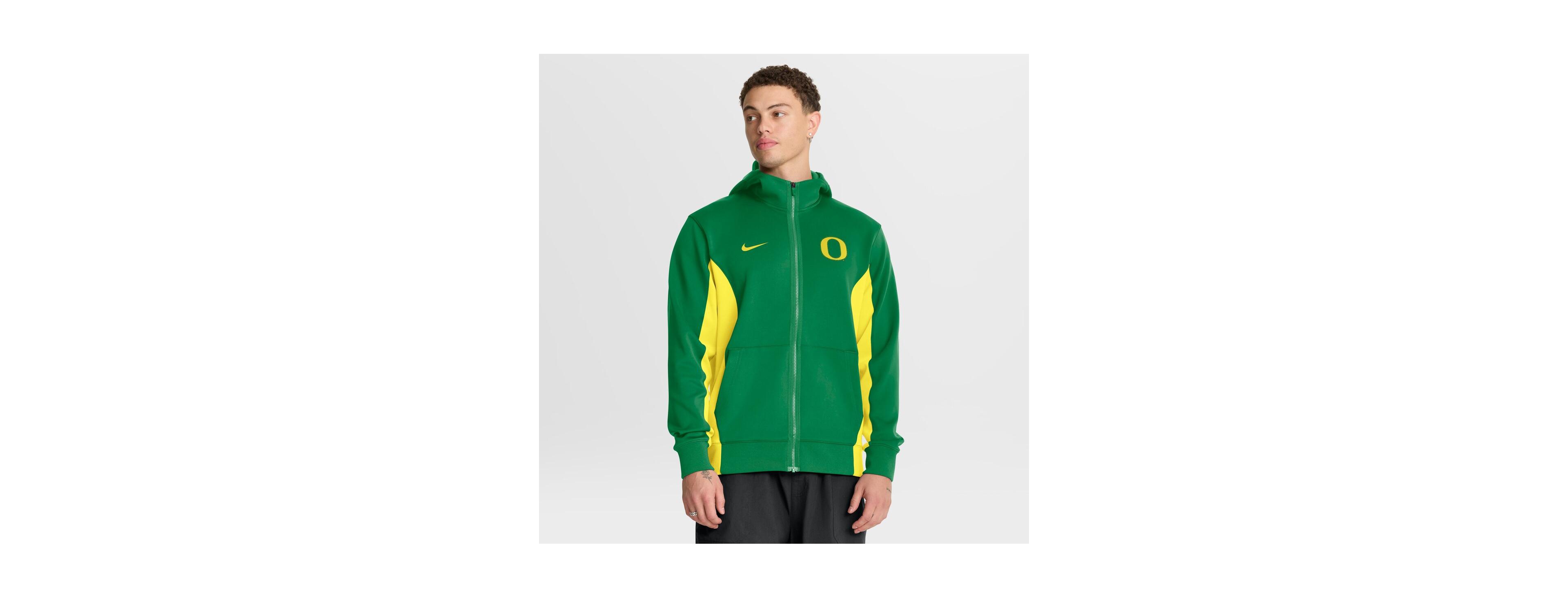 Nike Men's Green/Yellow Oregon Ducks Dri-fit Game Full-Zip Hoodie Jacket