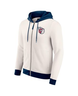 Men's Cream Cleveland Guardians Polar Fleece Full-Zip Hoodie