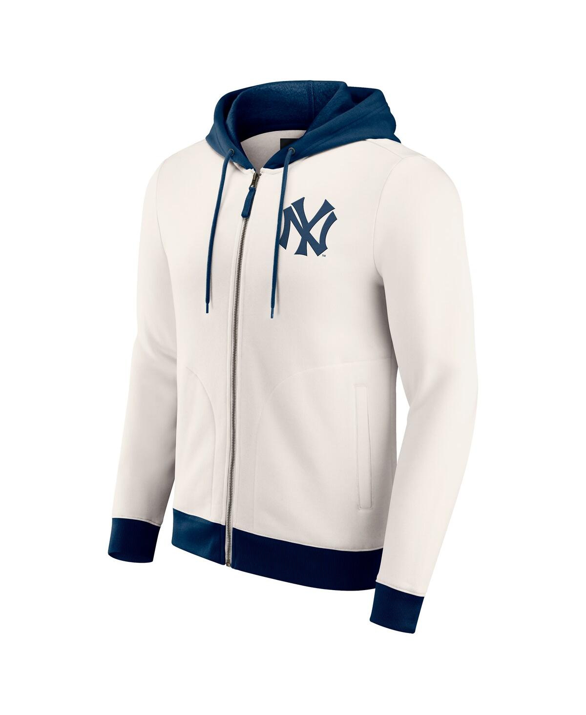Fanatics Men's Cream New York Yankees Polar Fleece Full-zip Hoodie In White