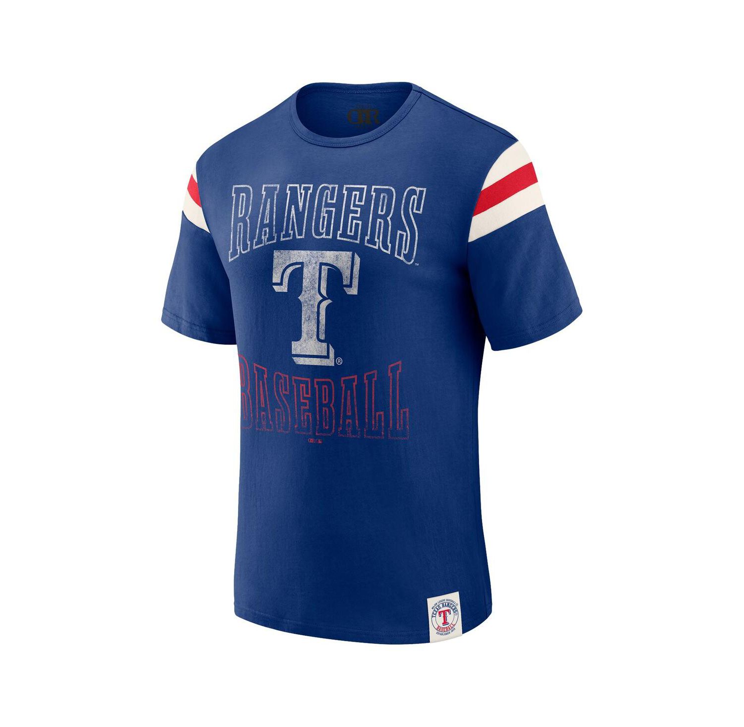 Men's Royal Texas Rangers Distressed Sleeve Stripe T-Shirt