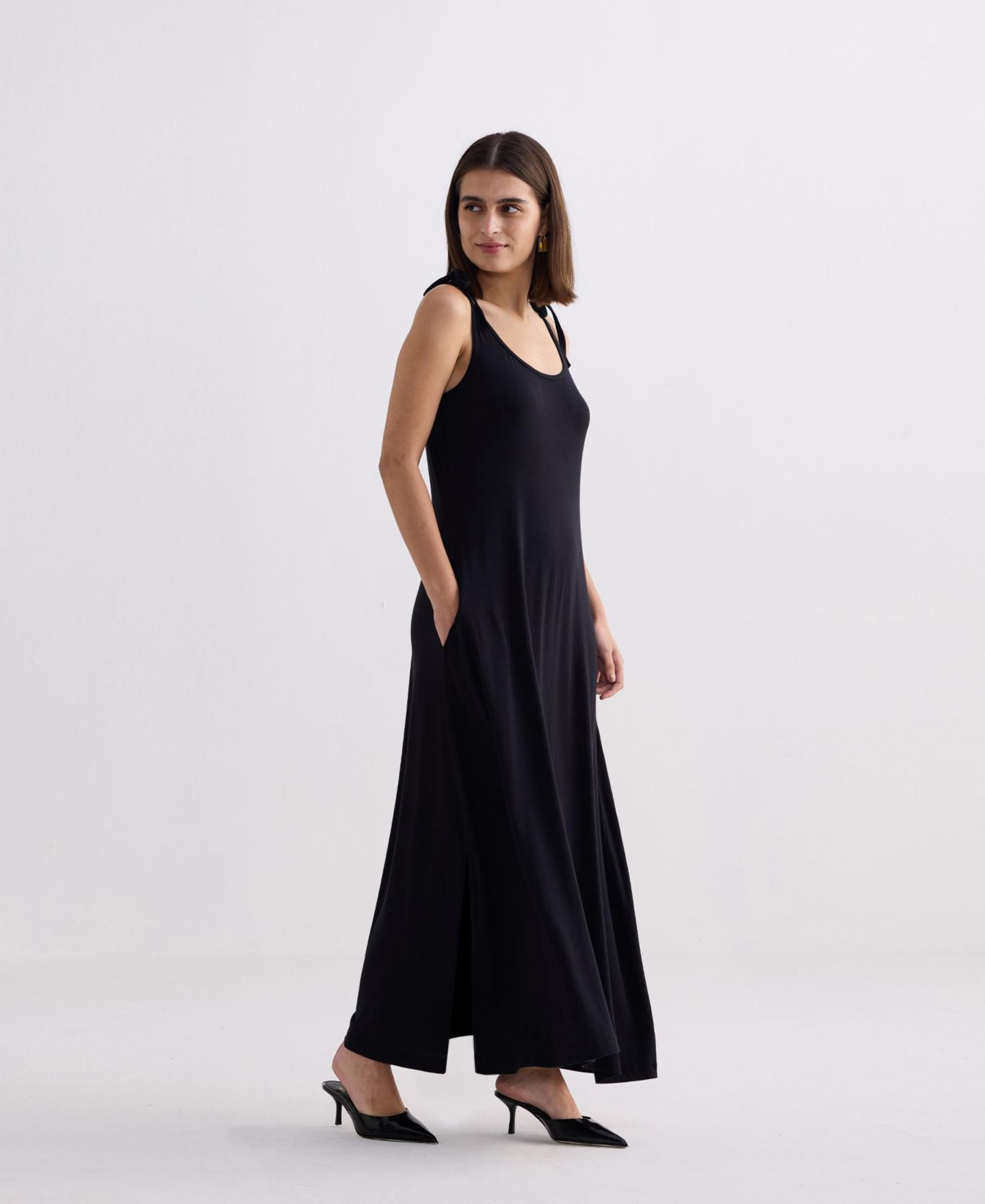 Женское платье Reistor Shoulder Tie-Detail Maxi, цвет: Чёрный — фото 2