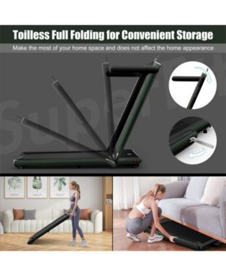2.25HP 2 in 1 Folding Treadmill with APP Speaker Remote Control-Green