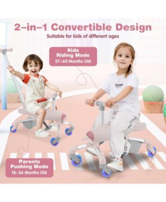 2-in-1 Kids Ride-on Push Car with LED Lighted Wheels-Pink