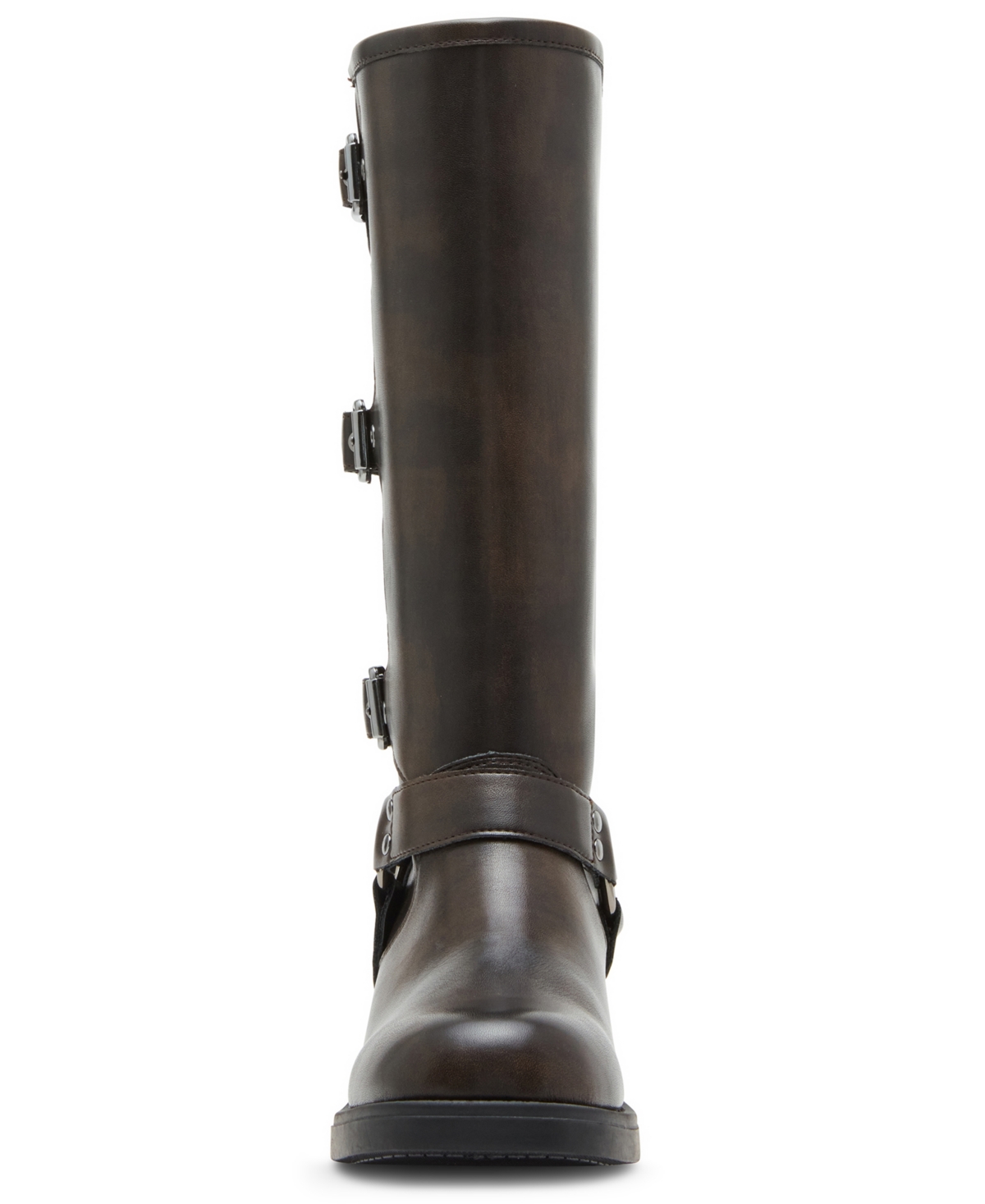 Madden Girl Women's Clarraa Buckled Knee-high Moto Boots In Brown