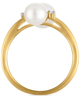 Cultured Freshwater Pearl and Cubic Zirconia Ring (3.54 ct. t.w.) in 14K Gold over Sterling Silver