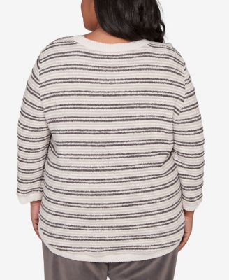 Plus Size Calm Luxe Eyelash Striped Knit Top