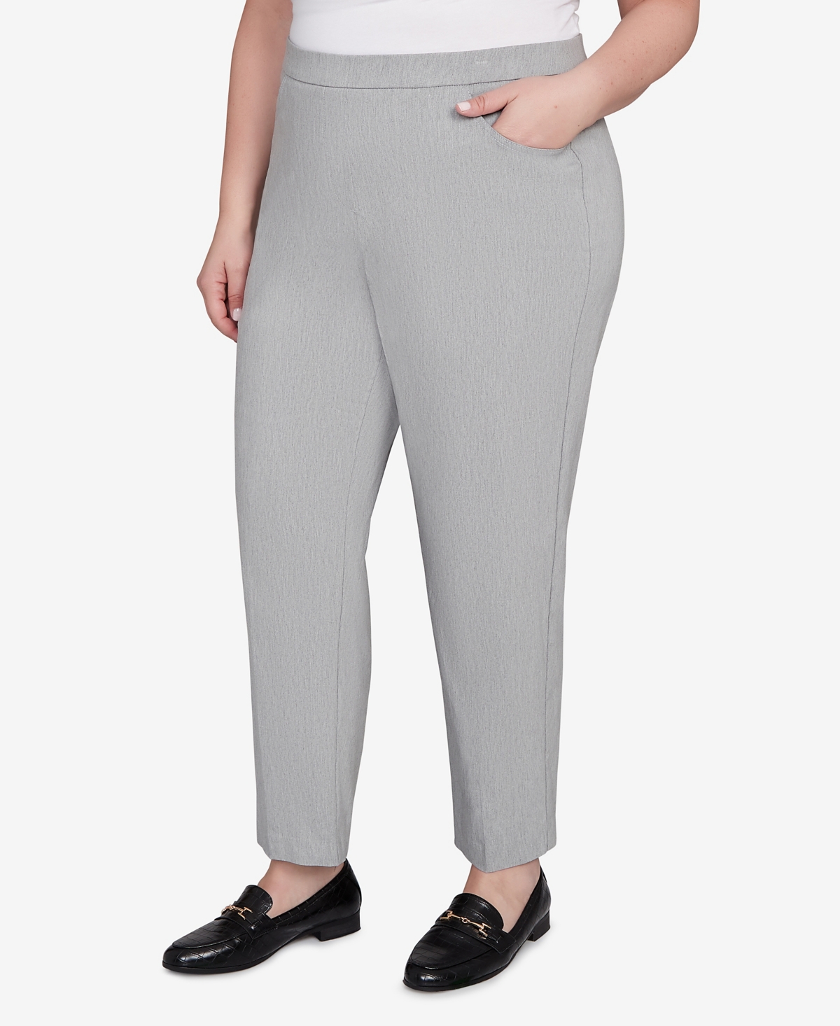 Alfred Dunner Plus Size Stockbridge Modern Millennium Average Length Pant In Gray