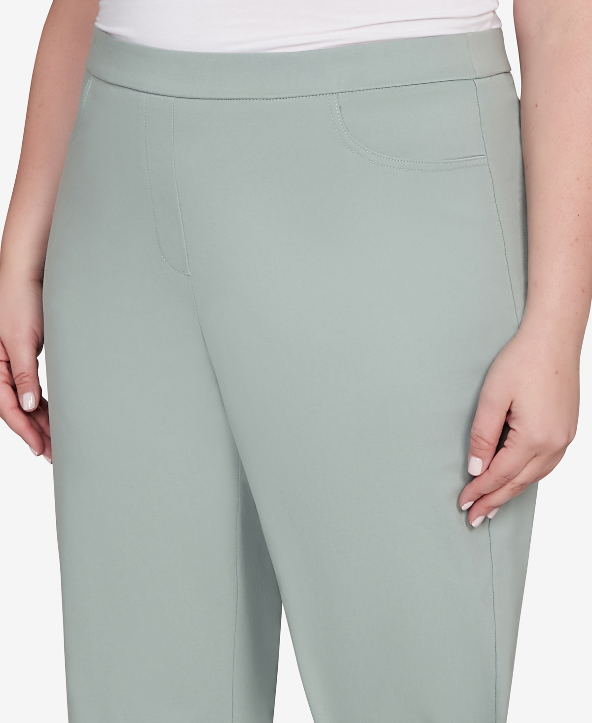 Alfred Dunner Plus Size Stockbridge Modern Millennium Average Length Pant In Green