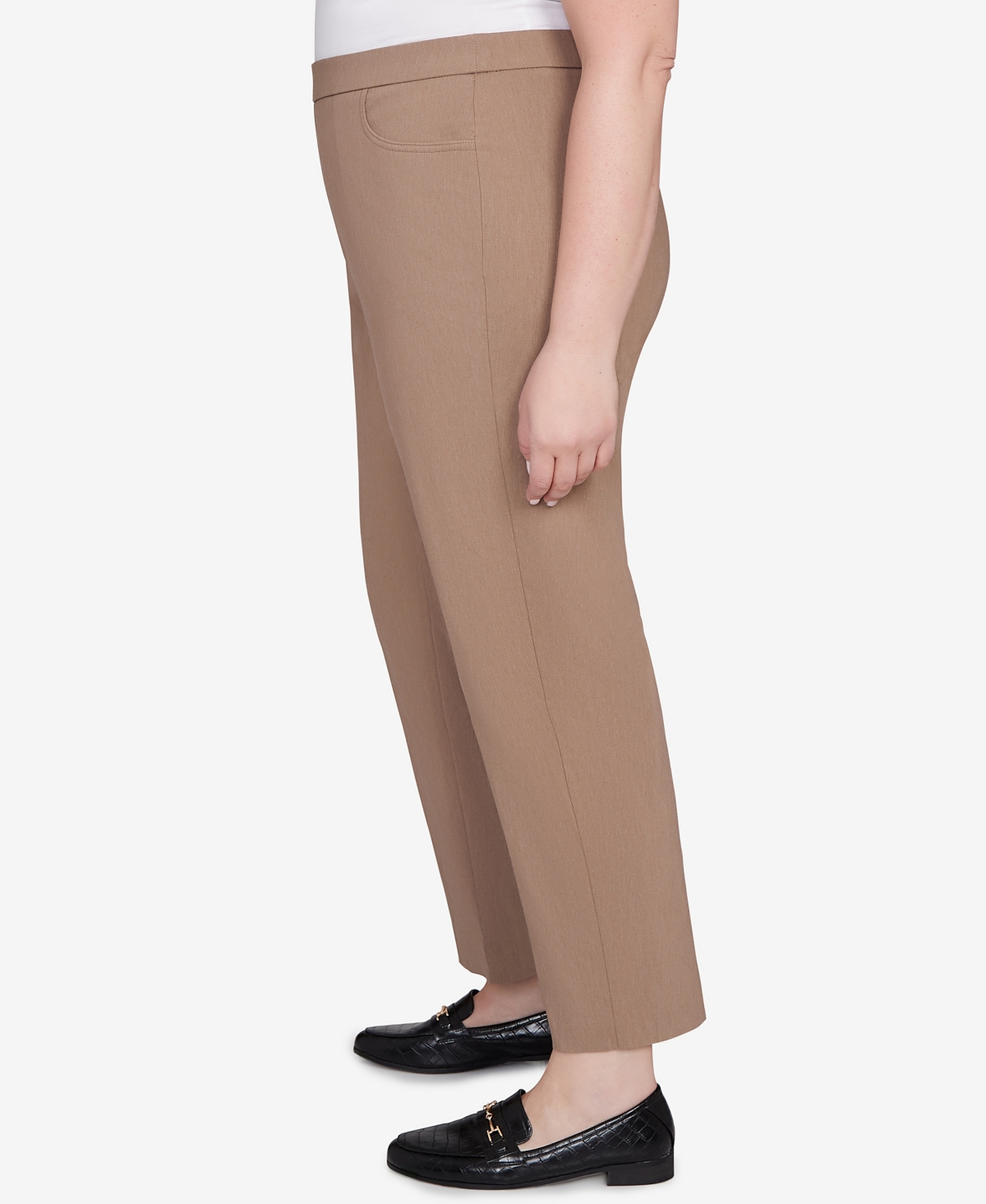 Alfred Dunner Plus Size Vienna Smooth Front Easy Fit Short Length Pant In Brown