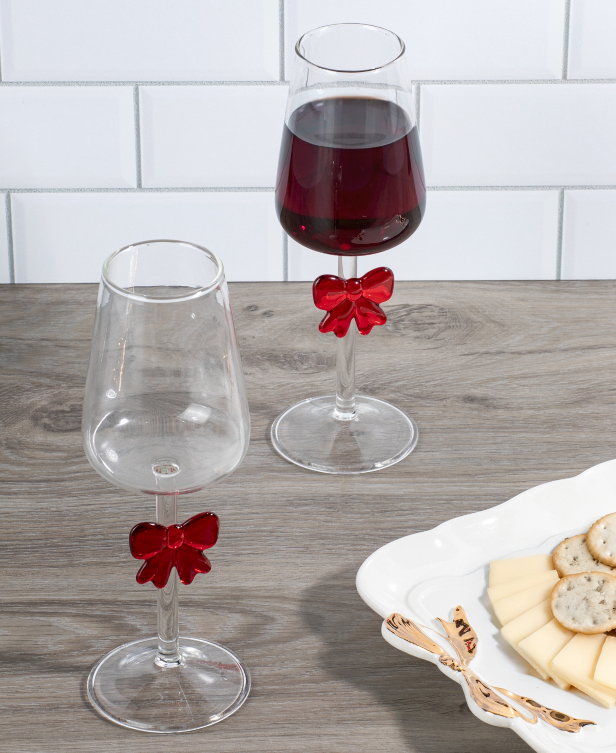 Thirstystone Bow Wine Glasses, Set Of 2 In Transparent
