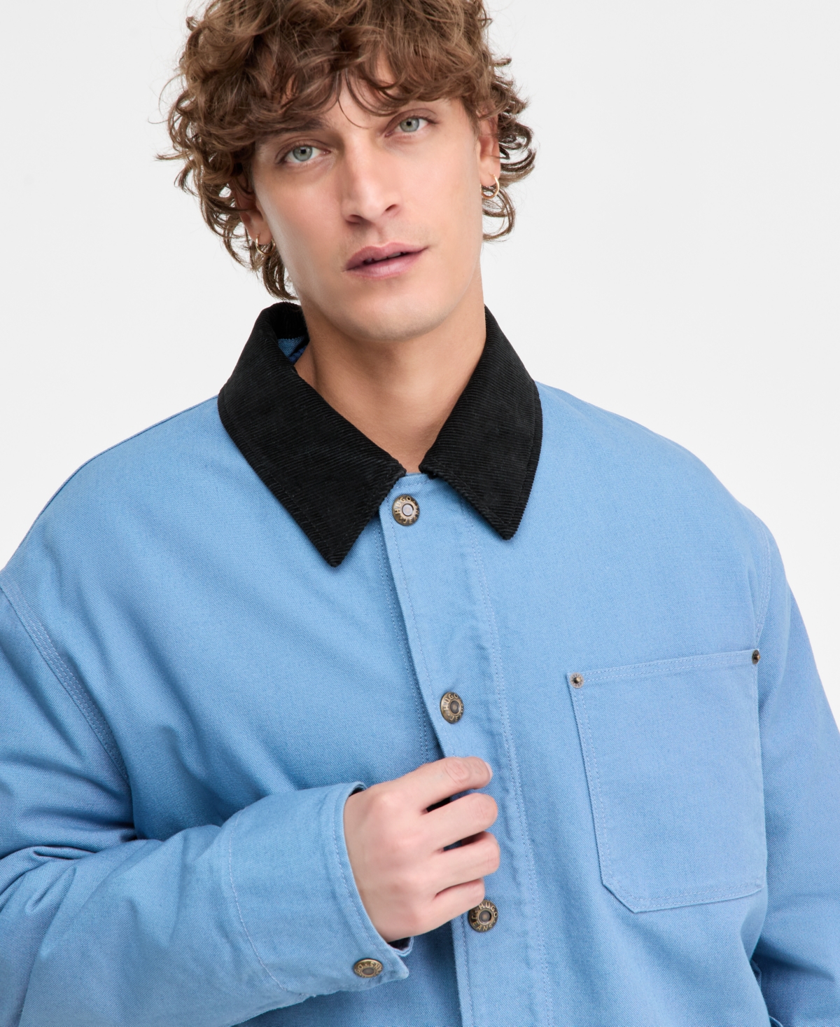 Hugo Boss Men's Cotton Sorbas Long-Sleeve Snap-Front Shirt Jacket