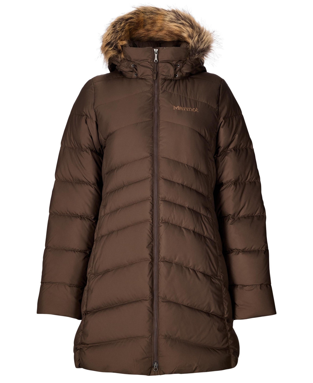 Marmot Women's Montreal Hooded Faux-fur-trim Coat In Brown