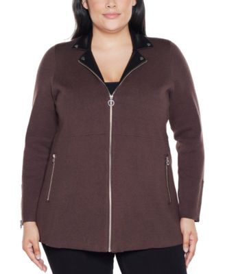 Plus Size Black Label Collared Sweater Jacket