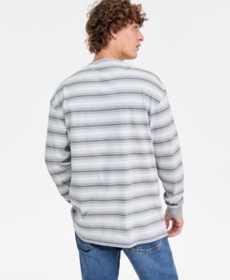 Men's Cotton Nsolog Long-Sleeve Crewneck Striped T-Shirt