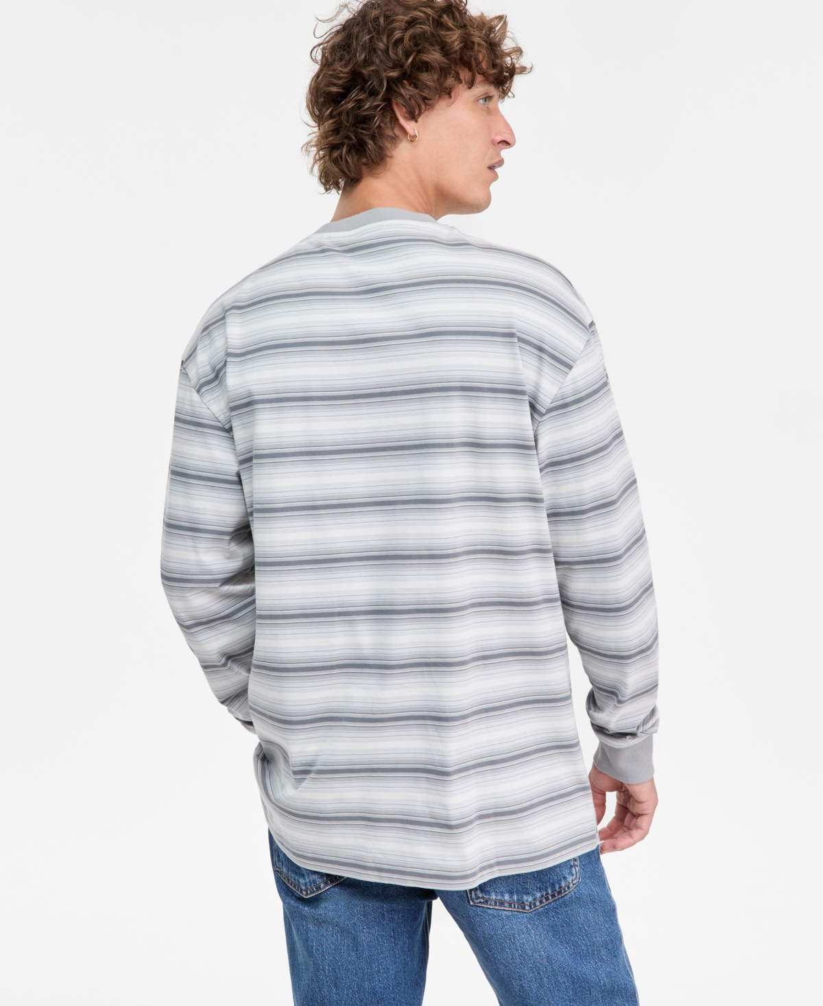 Hugo Boss Men's Cotton Nsolog Long-Sleeve Crewneck Striped T-Shirt