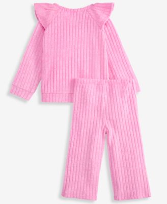 Baby Girls 2-Pc. Wide Rib Soft and Cozy Top & Pants Set, Macy’s Exclusive