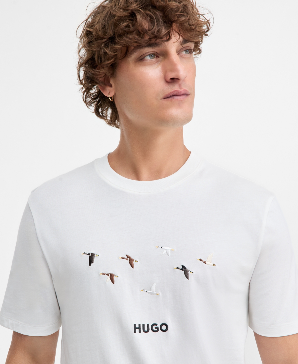 Hugo Boss Men's Dugolini Short-Sleeve Embroidered Logo & Birds T-Shirt