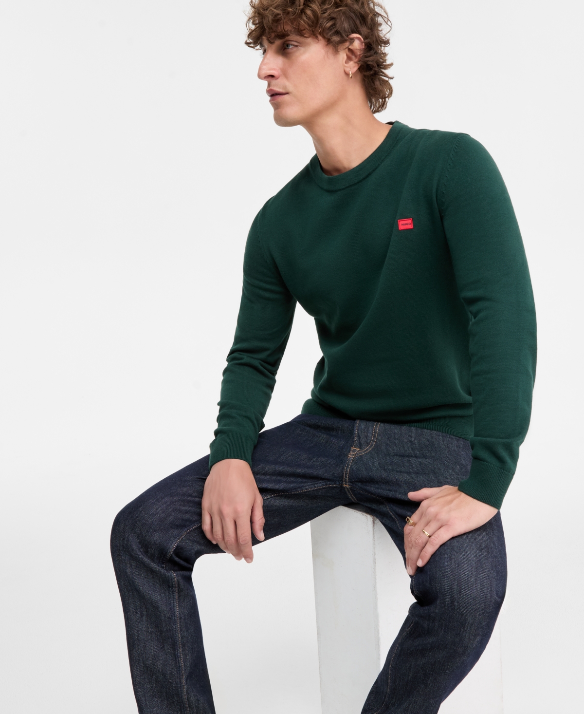 Hugo Boss Men's Cotton San Cassius Long-Sleeve Crewneck Sweater