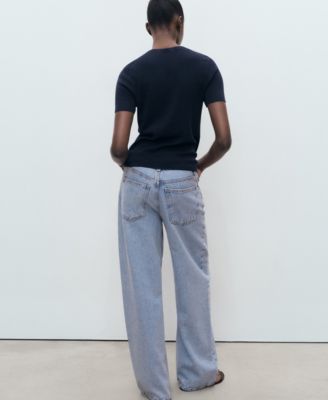 Women's Short-Sleeved Fine-Knit Sweater