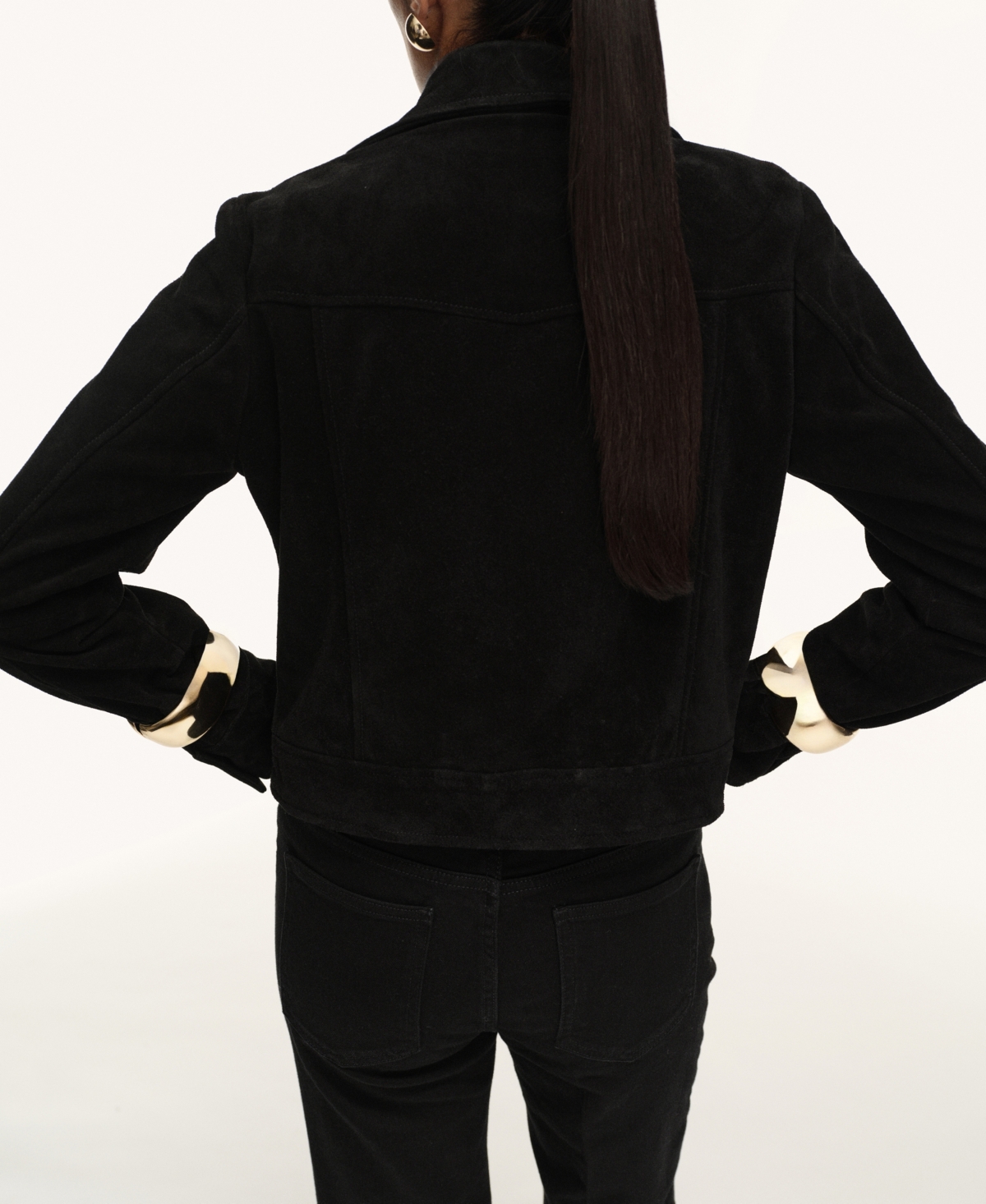 Mango Women's Buttons Suede Leather Jacket In Black