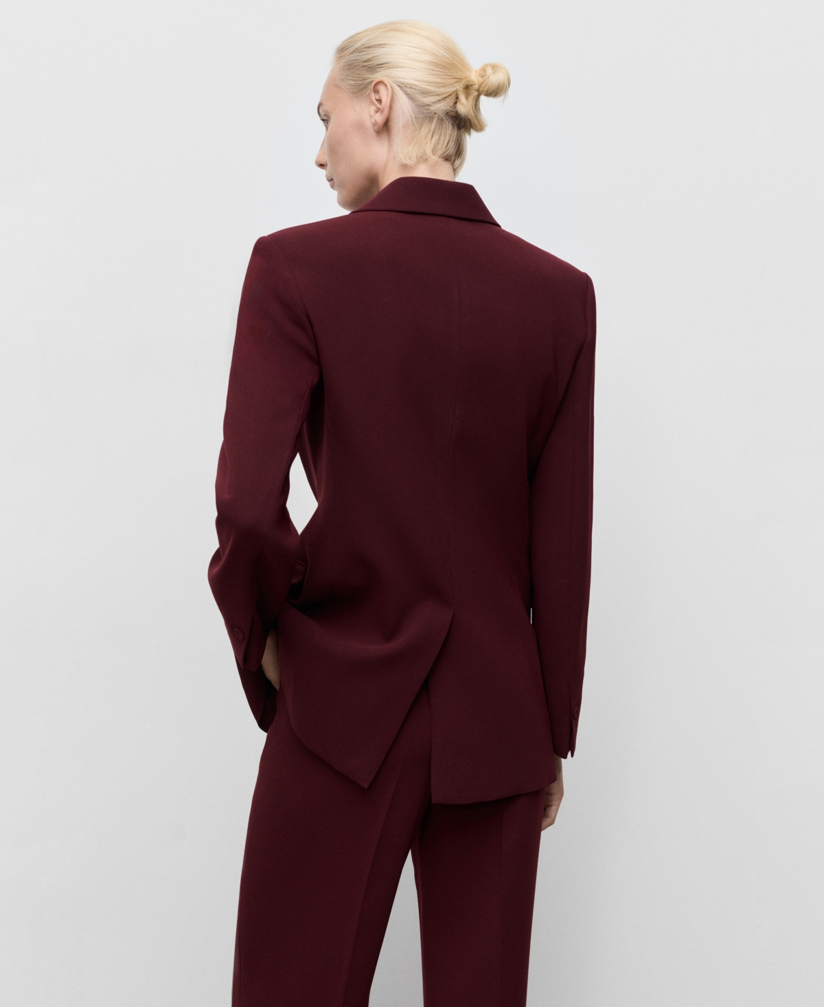 Mango Women's Double-breasted Suit Jacket In Burgundy