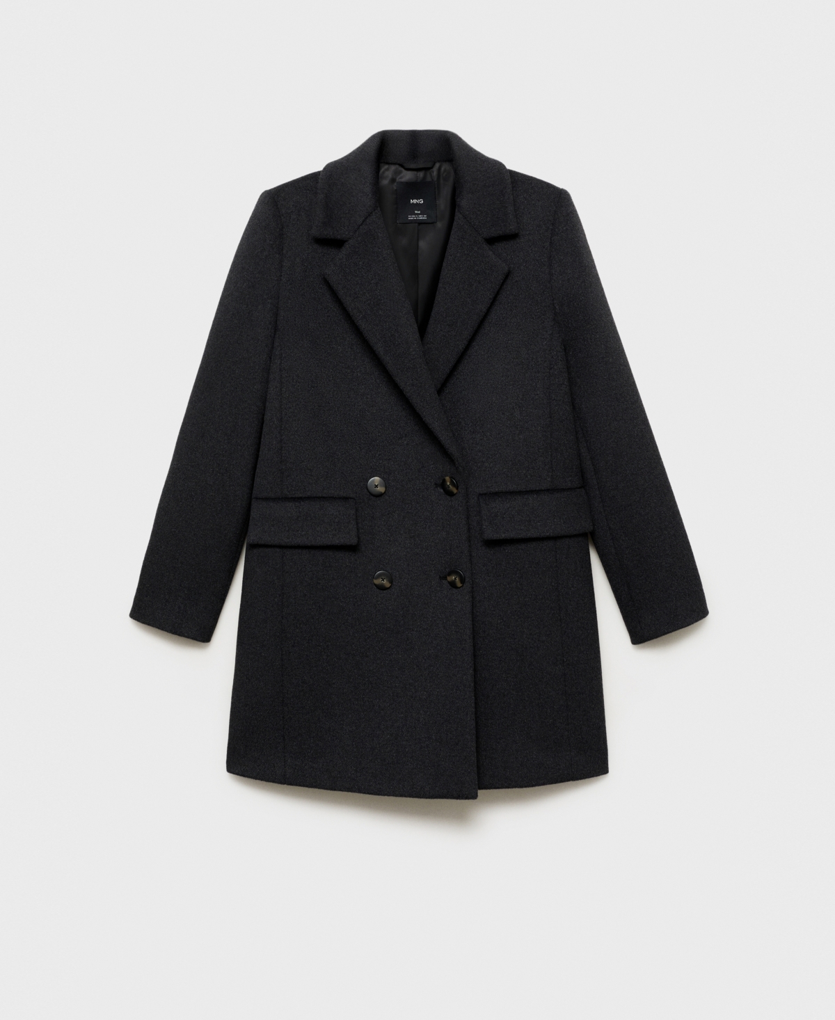 Mango Women's Double-breasted Wool Coat In Black