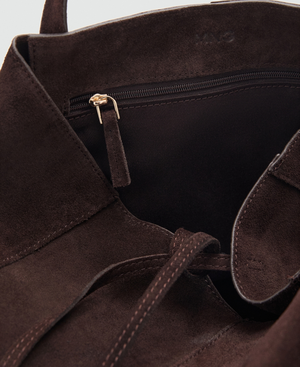 Mango Women's Suede Leather Shopper Bag In Brown