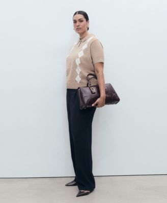 Women's Diamond-Print Polo-Neck Sweater