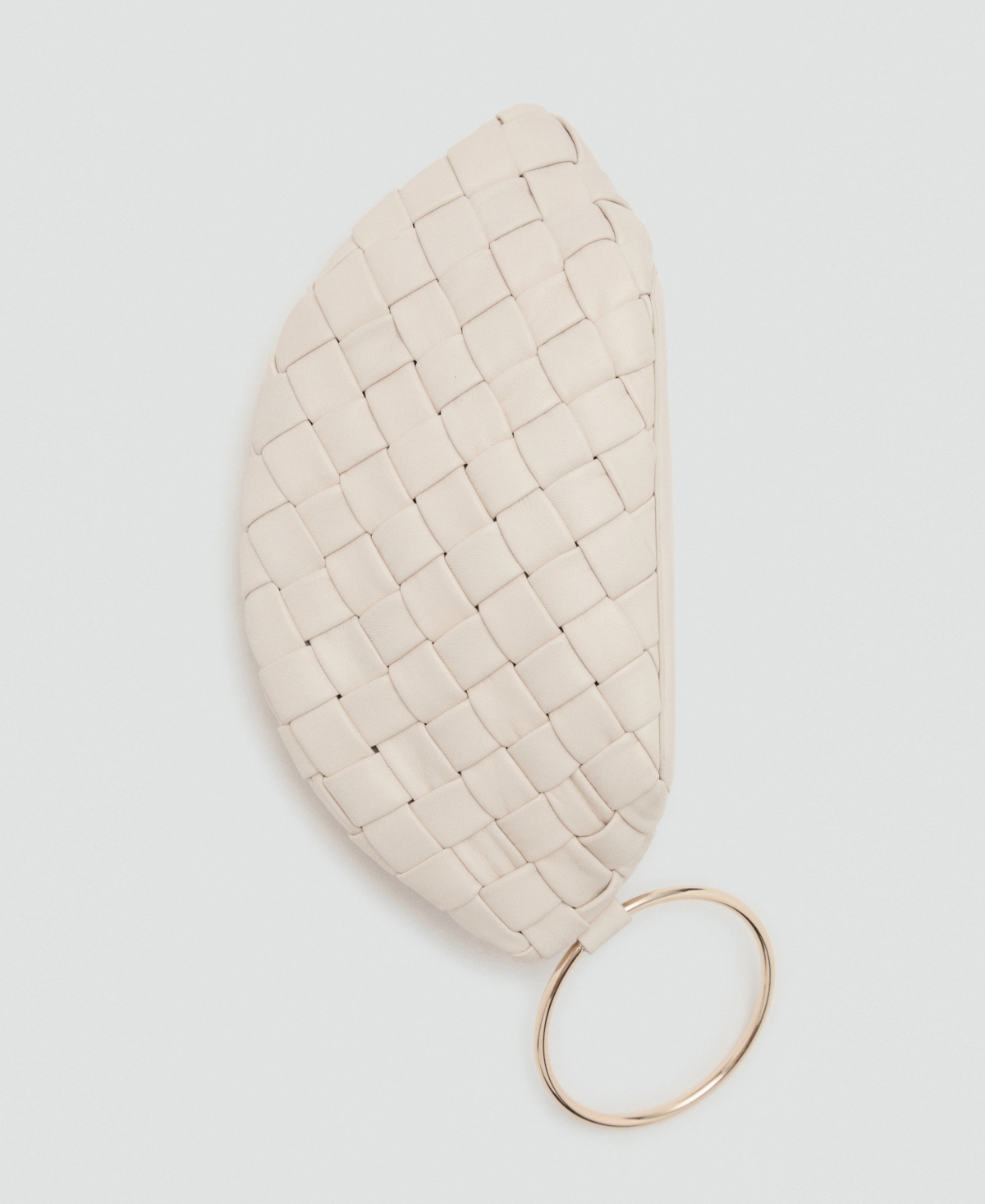 Mango Women's Braided Leather Clutch Bag In White
