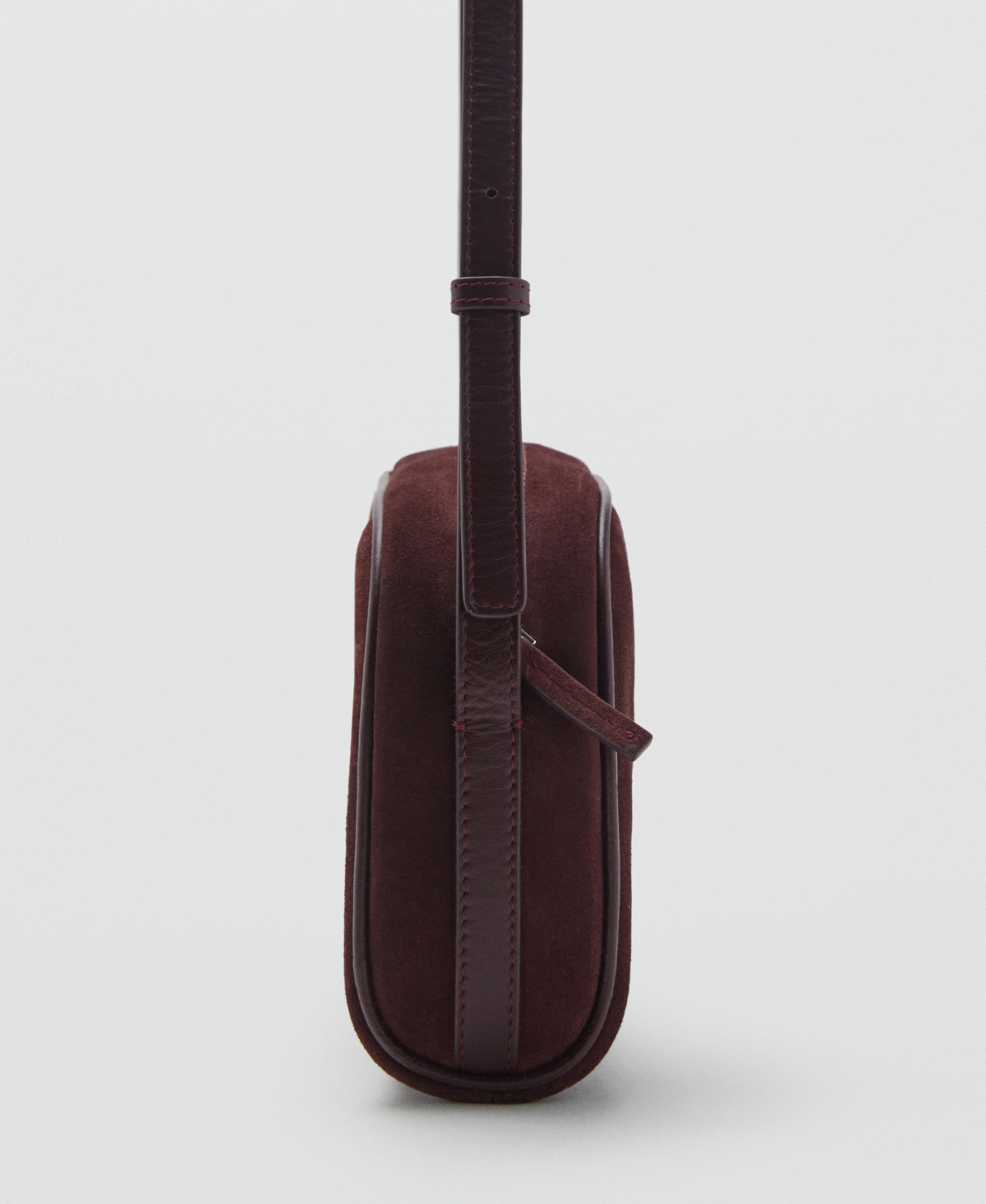 Mango Women's Suede Leather Shoulder Bag In Burgundy
