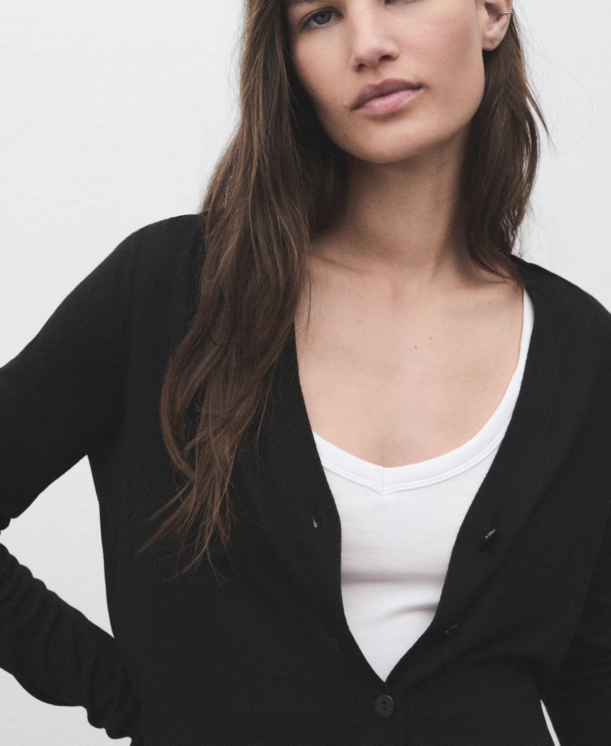 Mango V-neck Knit Cardigan In Black