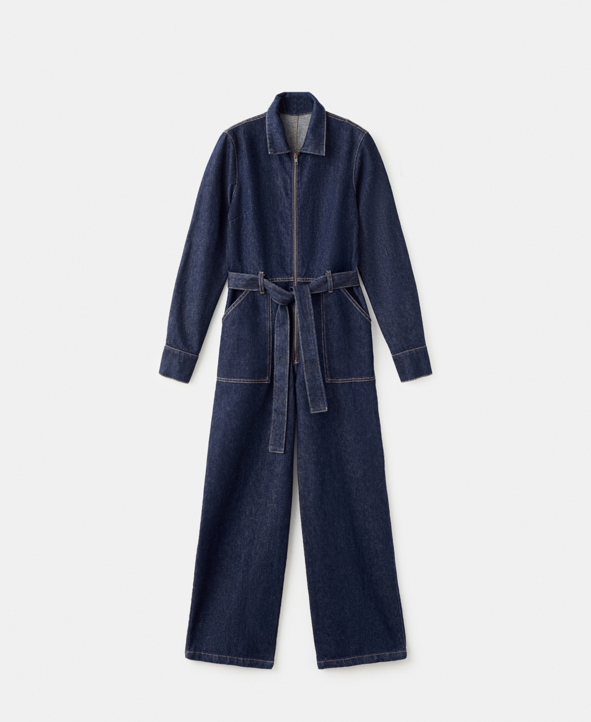Mango Women's Belt Denim Jumpsuit