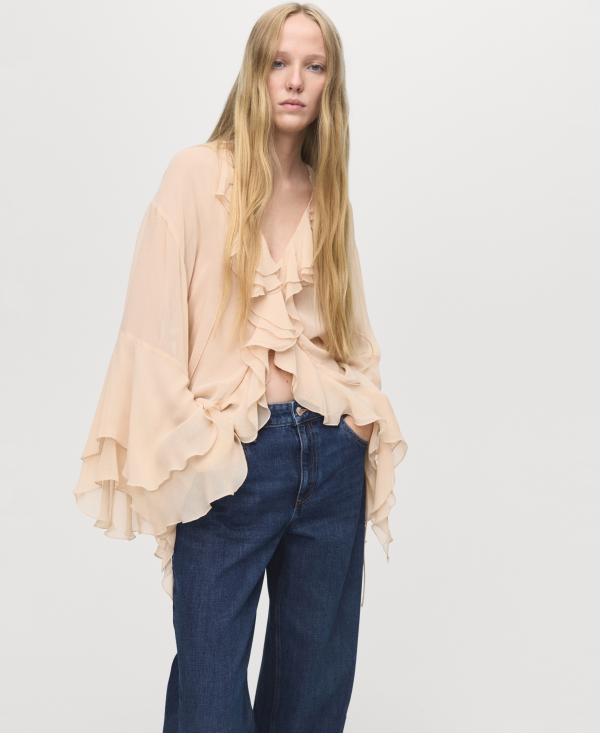 Mango Women's Low-Rise Wide-Leg Jeans