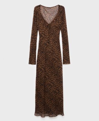 Women's Long Sleeve Leopard Print Dress