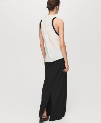 Women's Contrast Trim Draped Collar Blouse