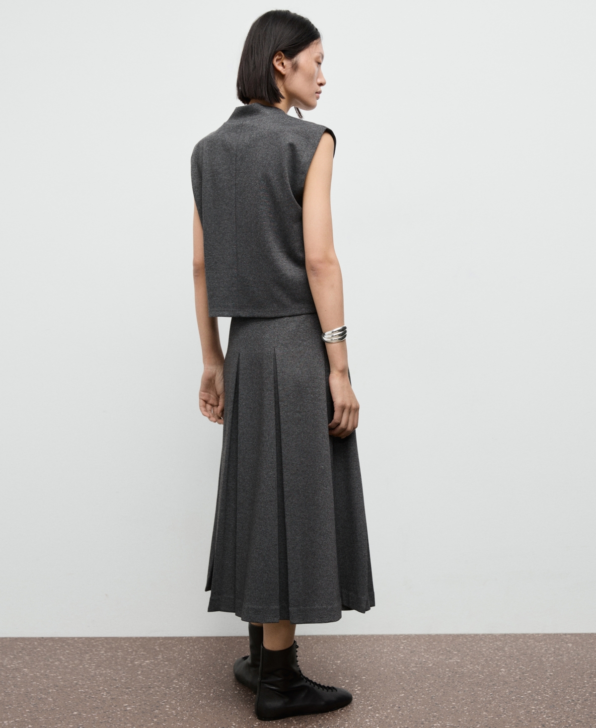 Mango Women's Pleated A-line Skirt In Gray