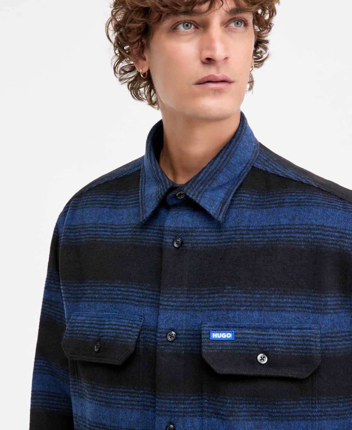 Hugo Boss Men's Ebolt Striped Button-Front Shirt Jacket