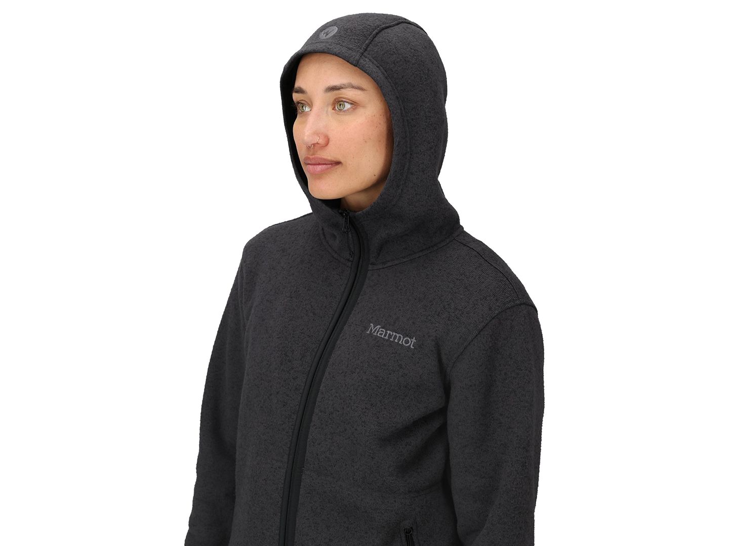 Женские куртки Marmot Drop Line Full Zip Hoody, цвет: Чёрный — фото 2