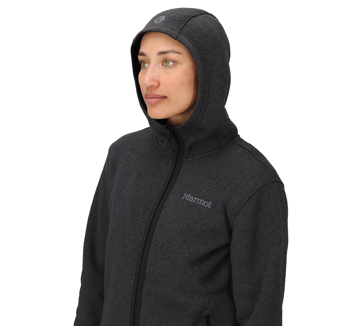 Marmot Women's Drop Line Full-zip Sweater Hoodie In Black