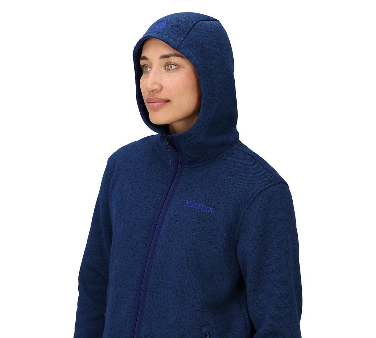 Marmot Women's Drop Line Full-zip Sweater Hoodie In Blue