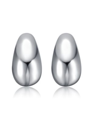 Sleek Teardrop Shapped Stud Earrings in White Gold Plated or 14K Gold Plated