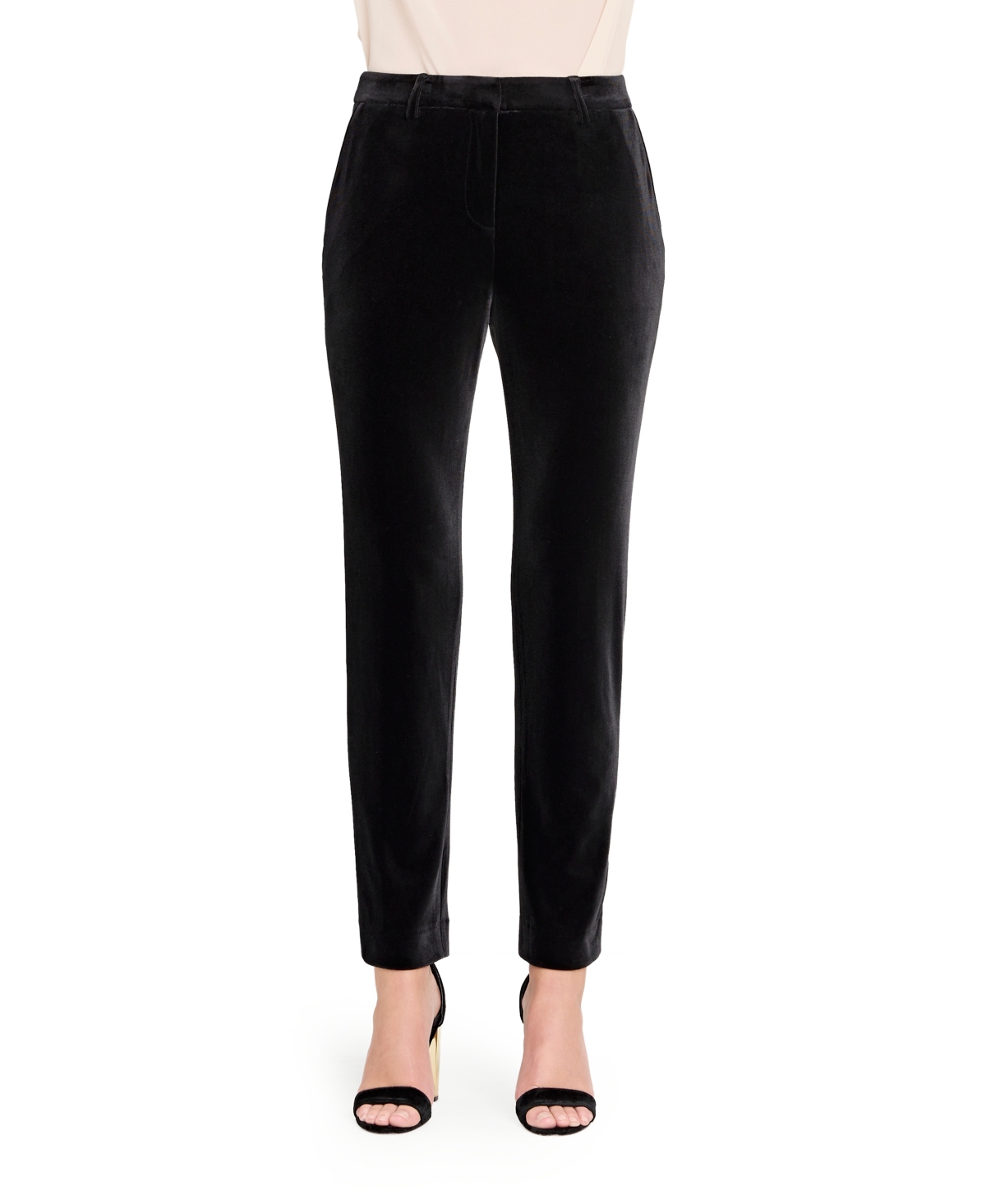 Tahari Asl Velvet Straight Leg Pants In Black