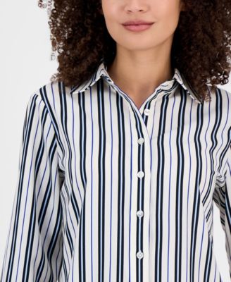 Petite Stripe Slim-Fit Long-Sleeve Shirt 